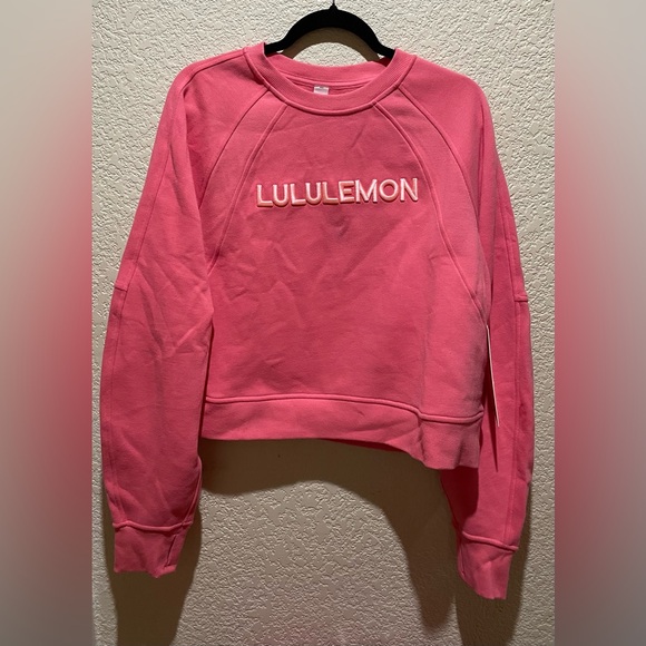 Lululemon NWOT Scuba Oversized Wordmark Pullover Sweatshirt Sakure Pink M/L - Picture 9 of 13